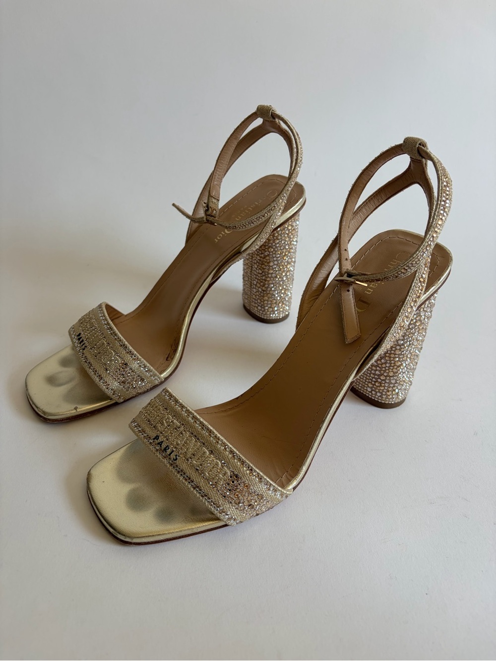 Christian Dior Dway Gold Crystals Sandal Heels